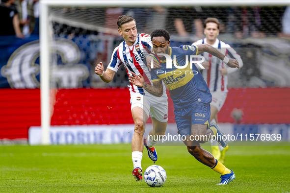 Willem II player Runar Thor Sigurgeirsson and RKC player Denilho Cleonise during the match Willem II vs. RKC at the Koning Willem II stadium...