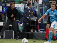 Antonio Conte coaches Napoli SSC during the Serie A TIM match between Cagliari Calcio and Napoli SSC in Italy, on September 15, 2024. (