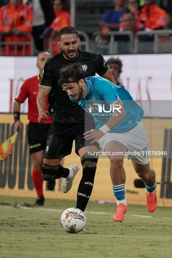 Khvicha Kvaratskhelia (Napoli SSC) during the Serie A TIM match between Cagliari Calcio and Napoli SSC in Italy, on September 15, 2024 