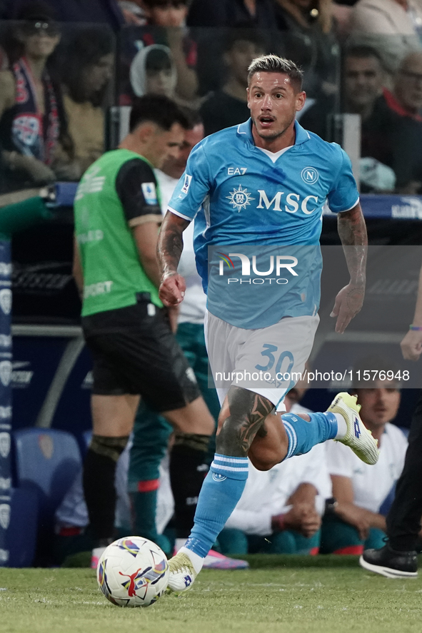 Pasquale Mazzocchi (Napoli SSC) during the Serie A TIM match between Cagliari Calcio and Napoli SSC in Italy on September 15, 2024 