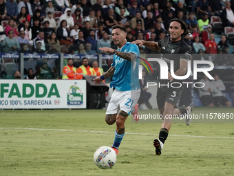 Matteo Politano (Napoli SSC) and Tommaso Augello (#27 Cagliari Calcio) during the Serie A TIM match between Cagliari Calcio and Napoli SSC i...