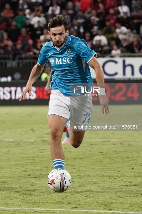 Khvicha Kvaratskhelia (Napoli SSC) during the Serie A TIM match between Cagliari Calcio and Napoli SSC in Italy, on September 15, 2024 