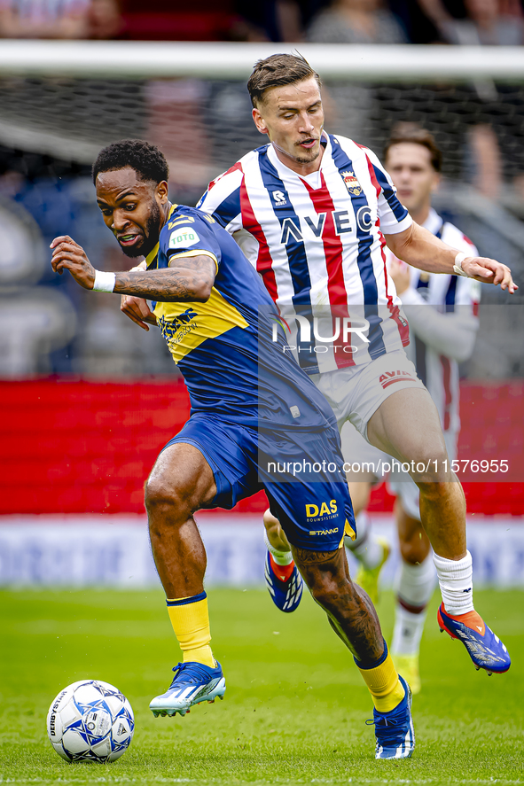 Willem II player Runar Thor Sigurgeirsson and RKC player Denilho Cleonise during the match Willem II vs. RKC at the Koning Willem II stadium...