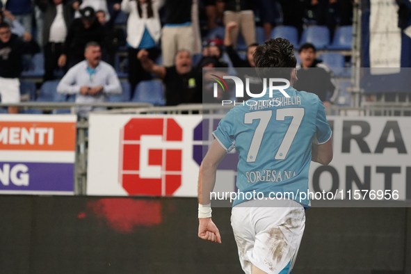 Khvicha Kvaratskhelia of Napoli SSC celebrates during the Serie A TIM match between Cagliari Calcio and Napoli SSC in Italy on September 15,...