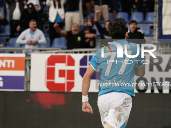 Khvicha Kvaratskhelia of Napoli SSC celebrates during the Serie A TIM match between Cagliari Calcio and Napoli SSC in Italy on September 15,...