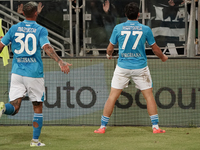 Khvicha Kvaratskhelia of Napoli SSC celebrates during the Serie A TIM match between Cagliari Calcio and Napoli SSC in Italy on September 15,...