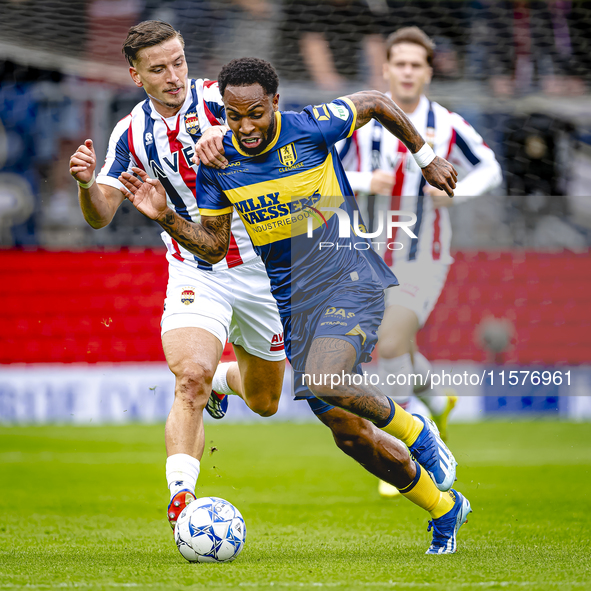 Willem II player Runar Thor Sigurgeirsson and RKC player Denilho Cleonise during the match Willem II vs. RKC at the Koning Willem II stadium...