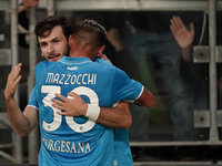 Khvicha Kvaratskhelia of Napoli SSC celebrates during the Serie A TIM match between Cagliari Calcio and Napoli SSC in Italy on September 15,...