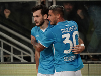 Khvicha Kvaratskhelia of Napoli SSC celebrates during the Serie A TIM match between Cagliari Calcio and Napoli SSC in Italy on September 15,...