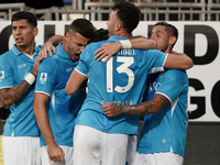 Khvicha Kvaratskhelia of Napoli SSC celebrates during the Serie A TIM match between Cagliari Calcio and Napoli SSC in Italy on September 15,...