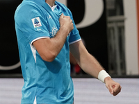 Khvicha Kvaratskhelia of Napoli SSC celebrates during the Serie A TIM match between Cagliari Calcio and Napoli SSC in Italy on September 15,...