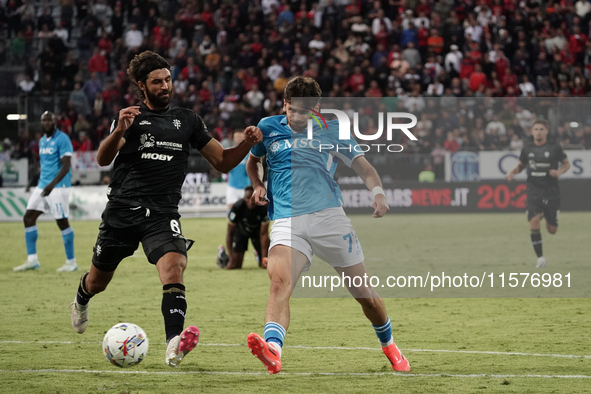 Khvicha Kvaratskhelia (Napoli SSC) during the Serie A TIM match between Cagliari Calcio and Napoli SSC in Italy, on September 15, 2024 