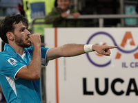 Khvicha Kvaratskhelia of Napoli SSC celebrates during the Serie A TIM match between Cagliari Calcio and Napoli SSC in Italy on September 15,...