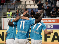 Romelu Lukaku of Napoli SSC celebrates during the Serie A TIM match between Cagliari Calcio and Napoli SSC in Italy on September 15, 2024 (