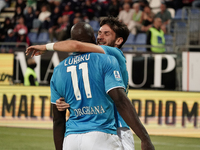 Romelu Lukaku of Napoli SSC celebrates during the Serie A TIM match between Cagliari Calcio and Napoli SSC in Italy on September 15, 2024 (