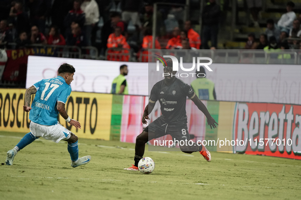 Michel Adopo (#8 Cagliari Calcio) during the Serie A TIM match between Cagliari Calcio and Napoli SSC in Italy, on September 15, 2024 