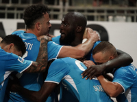 Romelu Lukaku of Napoli SSC celebrates during the Serie A TIM match between Cagliari Calcio and Napoli SSC in Italy on September 15, 2024 (