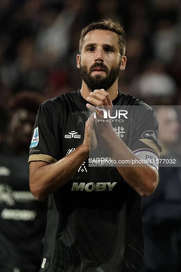 Leonardo Pavoletti (#29 Cagliari Calcio) during the Serie A TIM match between Cagliari Calcio and Napoli SSC in Italy on September 15, 2024 