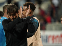 Antonio Conte coaches Napoli SSC during the Serie A TIM match between Cagliari Calcio and Napoli SSC in Italy, on September 15, 2024. (