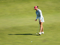 GAINESVILLE, VIRGINIA - SEPTEMBER 14: Rose Zhang of the United States follows her putt on the 11th green during Fourball Matches on Day Two...