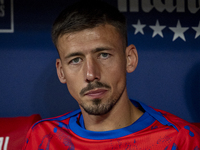 Clement Lenglet of Atletico de Madrid sits on the bench during the La Liga EA Sports 2024/25 football match between Atletico Madrid and Vale...