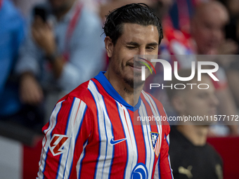 Jose Gimenez of Atletico de Madrid enters the field during the La Liga EA Sports 2024/25 football match between Atletico Madrid and Valencia...