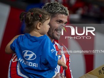 Rodrigo De Paul of Atletico de Madrid enters the field during the La Liga EA Sports 2024/25 football match between Atletico Madrid and Valen...