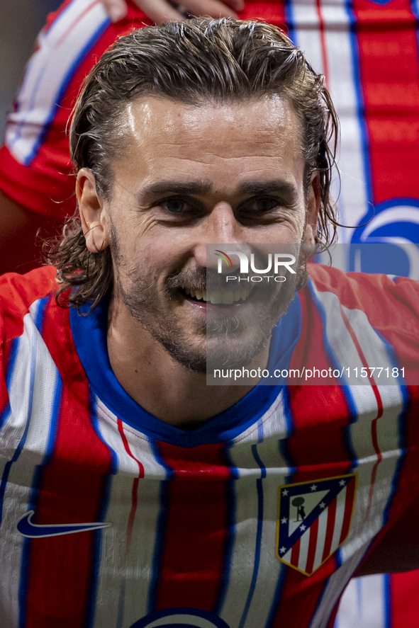 Antoine Griezmann of Atletico de Madrid is seen before the La Liga EA Sports 2024/25 football match between Atletico Madrid and Valencia CF...