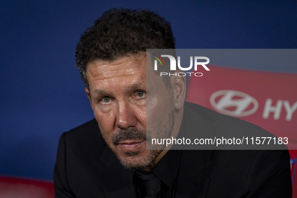 Diego Pablo Simeone, head coach of Atletico de Madrid, is seen before the La Liga EA Sports 2024/25 football match between Atletico Madrid a...