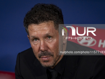 Diego Pablo Simeone, head coach of Atletico de Madrid, is seen before the La Liga EA Sports 2024/25 football match between Atletico Madrid a...