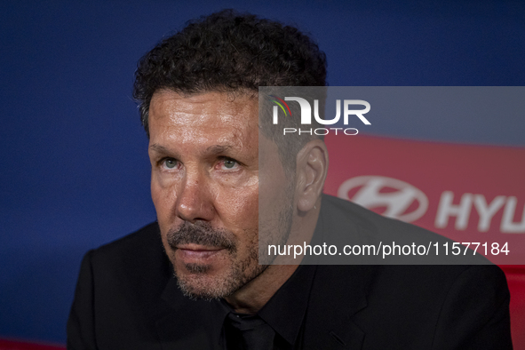 Diego Pablo Simeone, head coach of Atletico de Madrid, is seen before the La Liga EA Sports 2024/25 football match between Atletico Madrid a...