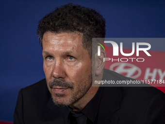 Diego Pablo Simeone, head coach of Atletico de Madrid, is seen before the La Liga EA Sports 2024/25 football match between Atletico Madrid a...