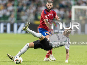 Jean Carlos Silva, Tomas Pekhart during Legia Warsaw vs Rakow Czestochowa - PKO  Ekstraklasa match in Warsaw, Poland on September 15, 2024....