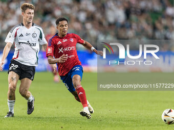 Mark Gual, Michael Ameyaw during Legia Warsaw vs Rakow Czestochowa - PKO  Ekstraklasa match in Warsaw, Poland on September 15, 2024. (