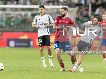 Bartosz Kapustka, Jean Carlos Silva, Pawel Wszolek during Legia Warsaw vs Rakow Czestochowa - PKO  Ekstraklasa match in Warsaw, Poland on Se...