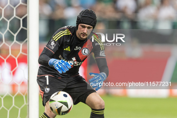 Kacper Tobiasz during Legia Warsaw vs Rakow Czestochowa - PKO  Ekstraklasa match in Warsaw, Poland on September 15, 2024. 