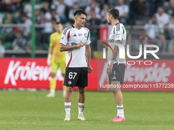 Bartosz Kapustka, Pawel Wszolek during Legia Warsaw vs Rakow Czestochowa - PKO  Ekstraklasa match in Warsaw, Poland on September 15, 2024. (