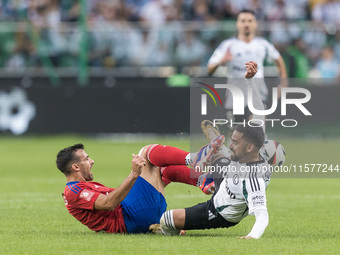 Efstratios Svarnas, Luquinhas during Legia Warsaw vs Rakow Czestochowa - PKO  Ekstraklasa match in Warsaw, Poland on September 15, 2024. (