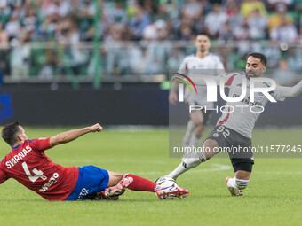 Efstratios Svarnas, Luquinhas during Legia Warsaw vs Rakow Czestochowa - PKO  Ekstraklasa match in Warsaw, Poland on September 15, 2024. (