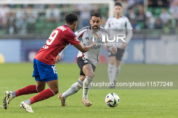 Michael Ameyaw, Luquinhas during Legia Warsaw vs Rakow Czestochowa - PKO  Ekstraklasa match in Warsaw, Poland on September 15, 2024. 