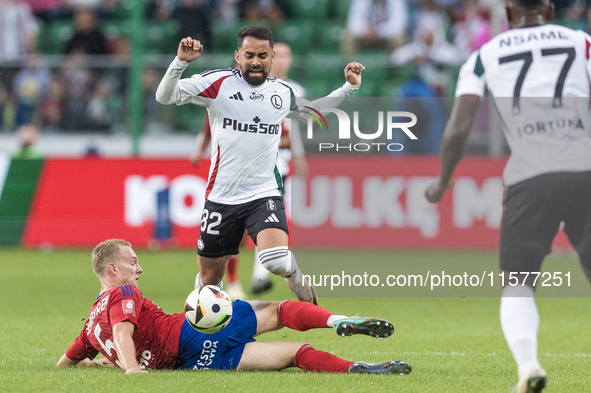 Gustav Berggren, Luquinhas during Legia Warsaw vs Rakow Czestochowa - PKO  Ekstraklasa match in Warsaw, Poland on September 15, 2024. 