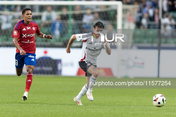 Michael Ameyaw, Migouel Alfarela during Legia Warsaw vs Rakow Czestochowa - PKO  Ekstraklasa match in Warsaw, Poland on September 15, 2024. 