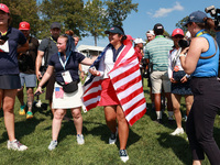 GAINESVILLE, VIRGINIA - SEPTEMBER 15: Lilia Vu celebrates after USA Team win the Solheim Cup at Robert Trent Jones Golf Club on Sunday, Sept...