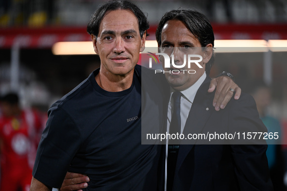 Head Coach Alessandro Nesta of AC Monza and Head Coach Simone Inzaghi of FC Inter during the Italian Serie A football match between AC Monza...