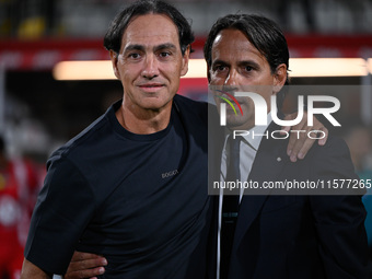 Head Coach Alessandro Nesta of AC Monza and Head Coach Simone Inzaghi of FC Inter during the Italian Serie A football match between AC Monza...