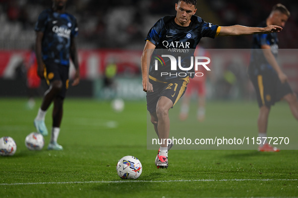 Kristjan Asllani of FC Inter during the Italian Serie A football match between AC Monza and Inter FC Internazionale in Monza, Italy, on Sept...