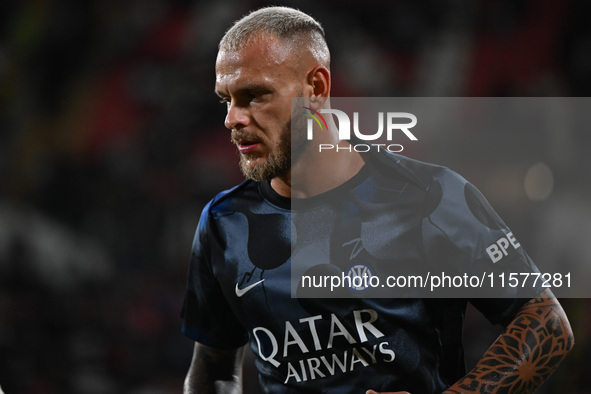 Federico Dimarco of FC Inter during the Italian Serie A football match between AC Monza and Inter FC Internazionale in Monza, Italy, on Sept...