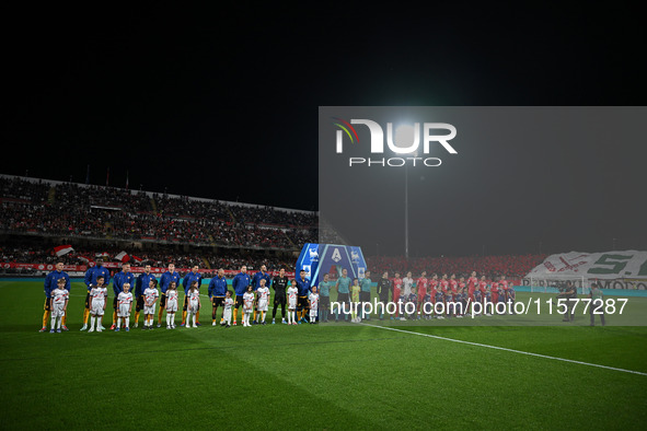 The lineup of FC Inter and AC Monza during the Italian Serie A football match between AC Monza and Inter FC Internazionale in Monza, Italy,...