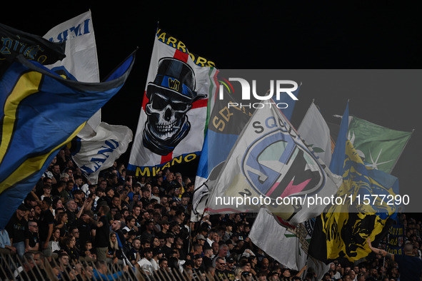 FC Inter supporters attend the Italian Serie A football match between AC Monza and Inter FC Internazionale in Monza, Italy, on September 15,...