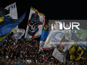 FC Inter supporters attend the Italian Serie A football match between AC Monza and Inter FC Internazionale in Monza, Italy, on September 15,...